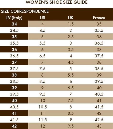 louis vuitton womens shoe size chart